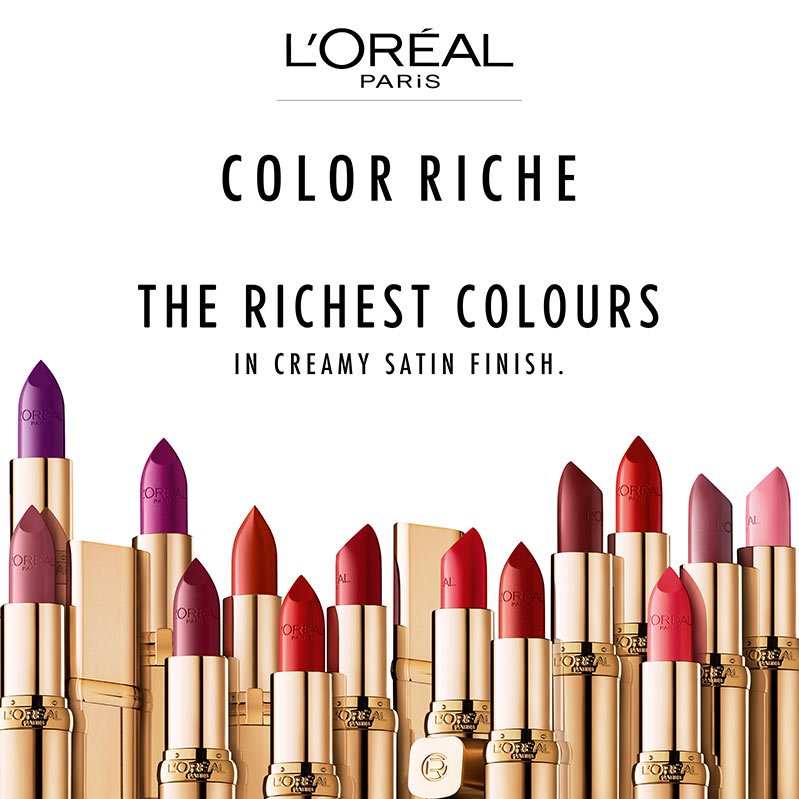L'Oreal Paris Color Riche Satin: the richest colours in a creamy satin finish.